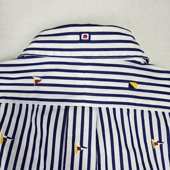 Ralph Lauren Womens Pennant Blouse Nautical Flag Button Down Striped Embroider M - Picture 4 of 16